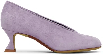 Moschino Duck Suede Mid-heel Shoes In Purple