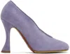 Moschino Purple Duck Suede Heels In 651 Lilac