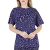 Moschino Purple Oversized Moire Effect Zebra-print Cotton T-shirt In Blue