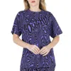 Moschino Purple Oversized Moire Effect Zebra-print Cotton T-shirt In Purple