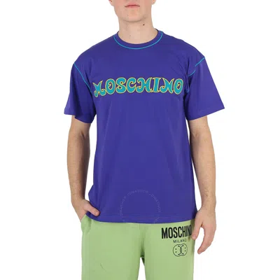 Moschino Purple Seasonal Logo Print Cotton T-shirt