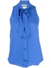 Moschino Pussbow-collar Silk Shirt In Blau