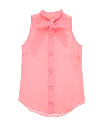 Moschino Pussbow-collar Sleeveless Blouse In Pink
