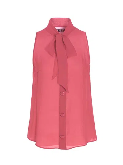 Moschino Pussy Bow Blouse In Fuchsia