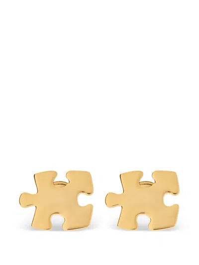 Moschino Puzzle-piece Clip-on Earrings In Gold