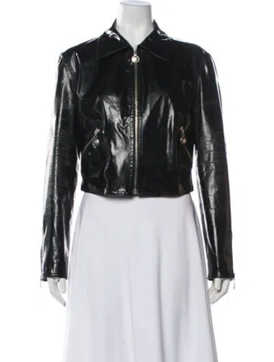 Pre-owned Moschino Pvc Biker Jacket In Black