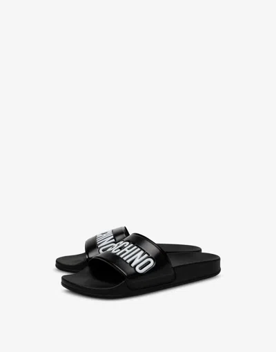 Moschino Pvc Pool Slide With Logo In Black