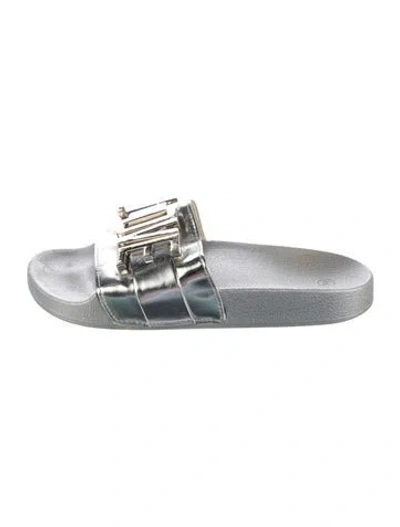 Pre-owned Moschino Pvc Slides In Silver