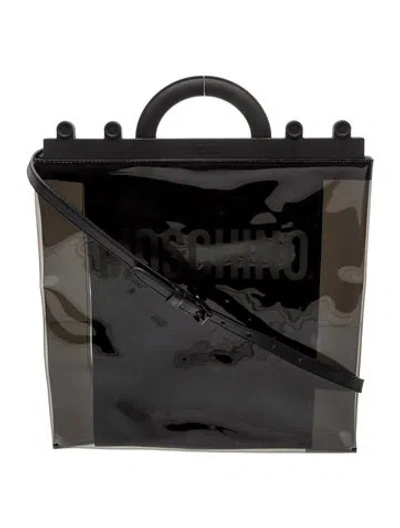 Pre-owned Moschino Pvc Top Handle Bag In Black