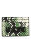 MOSCHINO MOSCHINO PYTHON PRINTED LOGO CARD HOLDER WOMAN DOCUMENT HOLDER GREEN SIZE - TANNED LEATHER