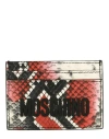 MOSCHINO MOSCHINO PYTHON PRINTED LOGO CARD HOLDER WOMAN DOCUMENT HOLDER RED SIZE - TANNED LEATHER