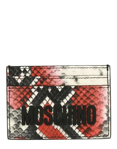 Moschino Python Printed Logo Card Holder Woman Document Holder Red Size - Tanned Leather