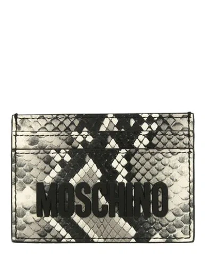 Moschino Python Printed Logo Card Holder Woman Document Holder White Size - Tanned Leather
