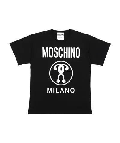 Moschino Question Mark Logo Printed T-shirt In Black