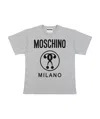 Moschino Double Question Mark Plain Knitted T-shirt In Gray