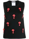 Moschino Question Mark Sleeveless Blouse In Black