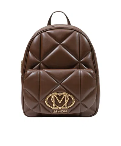 Moschino Quilted Backpack In Brown