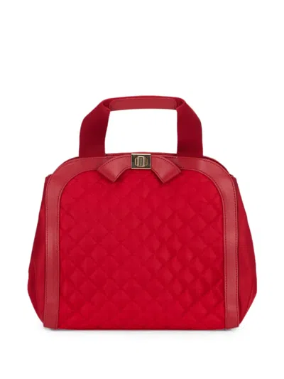 Moschino Quilted Bow-detail Tote Bag In Red