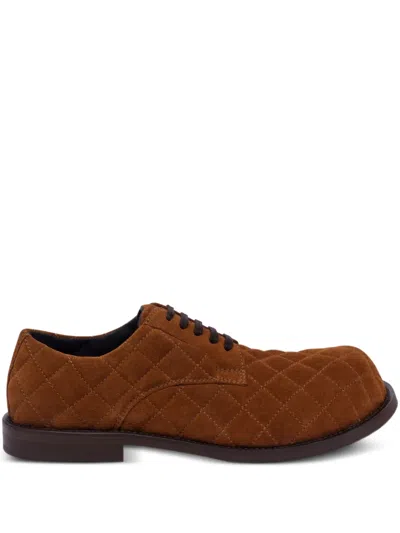Moschino Quilted Lace-up Shoes In Brown