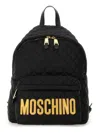 Moschino Quilted Logo Backpack In Black