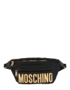 MOSCHINO MOSCHINO QUILTED LOGO BELT BAG WOMAN BELT BAG BLACK SIZE - POLYAMIDE, ACRYLIC, LEATHER