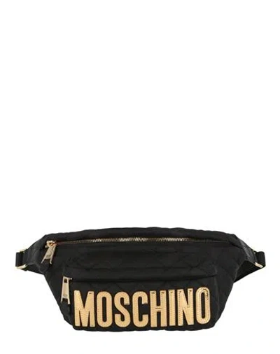 MOSCHINO MOSCHINO QUILTED LOGO BELT BAG WOMAN BELT BAG BLACK SIZE - POLYAMIDE, ACRYLIC, LEATHER