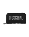 MOSCHINO MOSCHINO QUILTED LOGO ZIP-AROUND WALLET WOMAN WALLET BLACK SIZE - NYLON, ACRYLIC