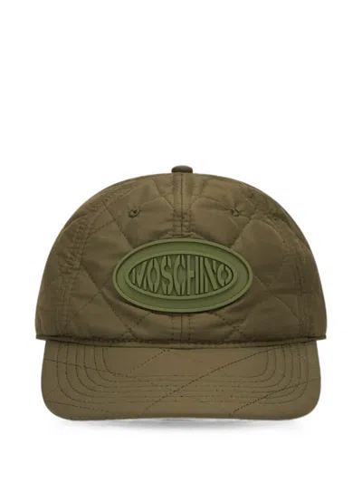 Moschino Quilted Logo-patch Cap In Green