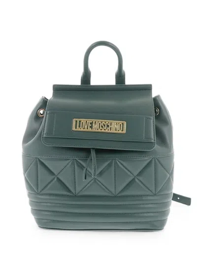Moschino Quilted Logo-plaque Backpack In Neutral