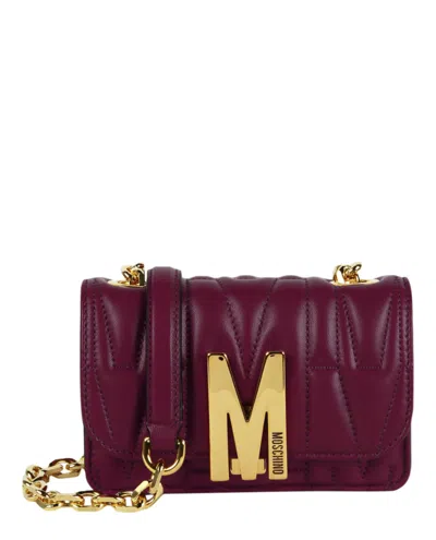 Moschino Quilted M Leather Crossbody Bag In Blue