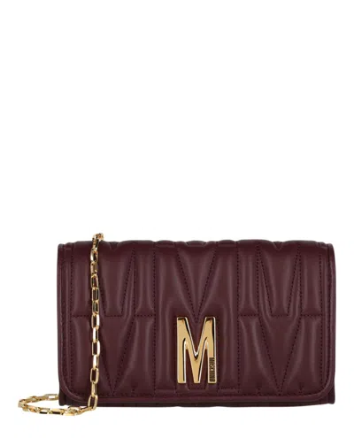 Moschino Quilted M Leather Crossbody Bag In Purple