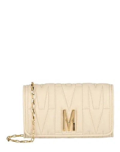 Moschino Quilted M Leather Crossbody Bag Woman Cross-body Bag Ivory Size - Lambskin In Beige