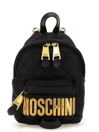 Moschino Quilted Nylon Backpack In Black