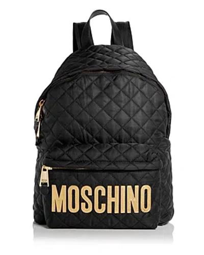 Moschino Quilted Nylon Backpack In Black Multi