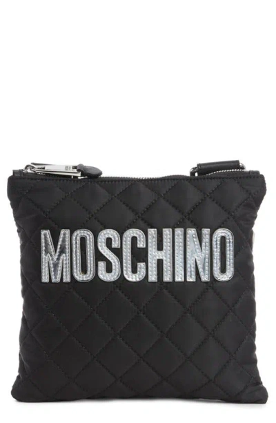 Moschino Quilted Nylon Crossbody Bag In Fantasy Print Black