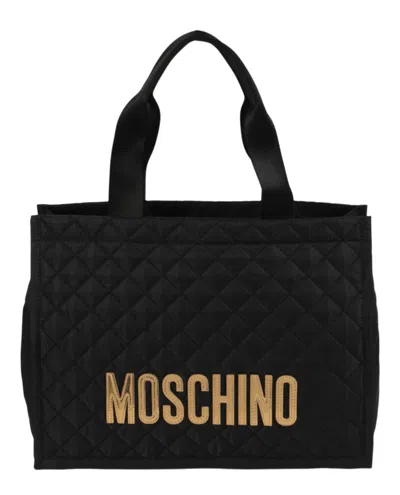 MOSCHINO QUILTED NYLON LOGO TOTE