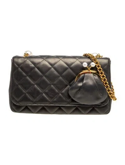 Pre-owned Moschino Quilted Shoulder Bag In Black