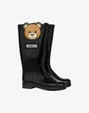 Moschino Rain Boots Teddy Patch In Black