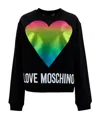 Moschino Rainbow Heart Print Cotton Sweatshirt In Black