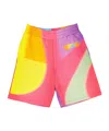 Moschino Multi Rainbow Print Cotton Sweat Shorts In Pink