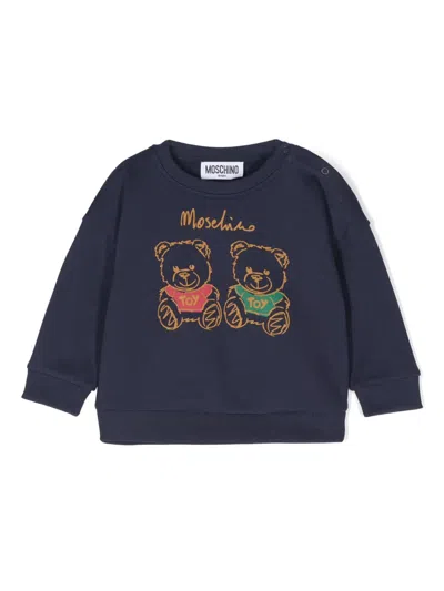 Moschino Babies' T-shirt Mit Teddy In Blau