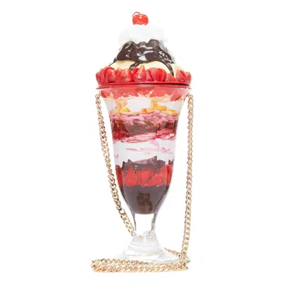 Pre-owned Moschino Rare  2022 Ice Cream Sundae Runway Pink Chocolate Chain Crossbody Bag In White