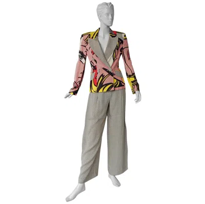Pre-owned Moschino Rare Roy Lichtenstein Jacket And Pants Suit S/s 1991 In Brown