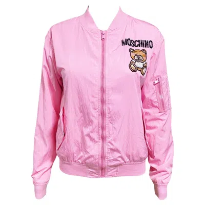 Pre-owned Moschino Rare Sequin Teddy Bomber Jacket In Pink