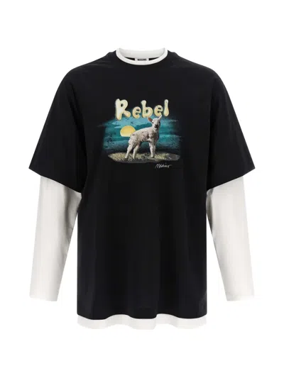 Moschino Rebel Layered Long Sleeve Crew Neck T-shirt In Black