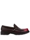 Moschino Faded Penny Strap Loafers With Stitch Detailing In Red