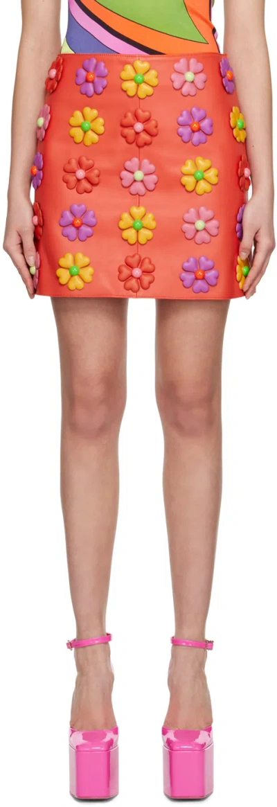 Moschino A-line Leather Skirt In A2127 Fantasy Print