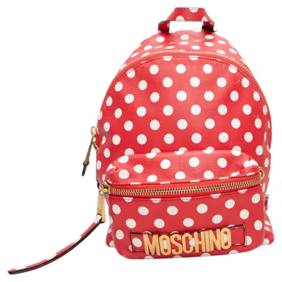 Pre-owned Moschino Red & White  Polka Dot Backpack