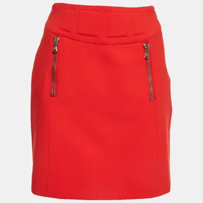Pre-owned Moschino Red Crepe Flared Short Skirt S