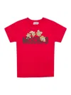 MOSCHINO RED CREWNECK T-SHIRT WITH LOGO PRINT IN COTTON BOY
